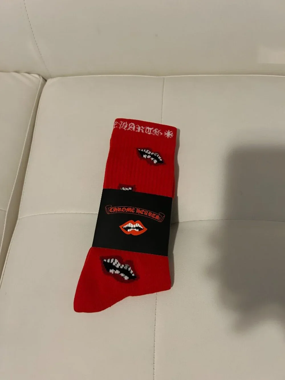 Red Chrome Heart Socks
